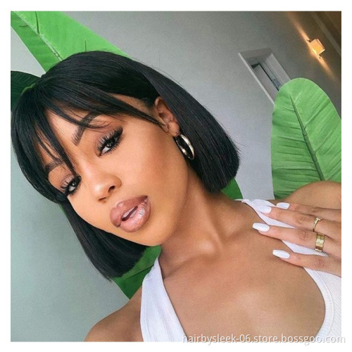 Rebecca Wholesale Straight Bob Wig Brazilian Remy Hair Human Hair Wigs For Women Ombre Color Full Machine Made Wig With Bang